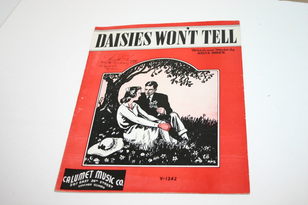 Vintage Sheet Music Daisies Won't Tell With Vocal Piano Etsy