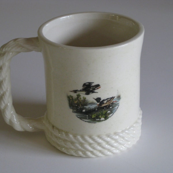 Vintage Mt St Helens ash handmade coffee mug/cup made from volcanic ash with Audubon ducks