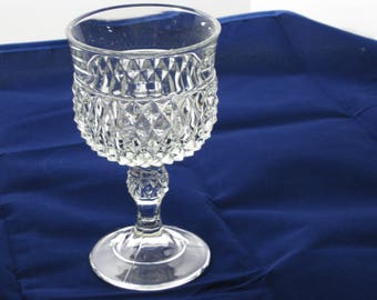 Vintage Diamond Point clear pressed glass wine glass by Indiana Glass Company, collectibles, replacements