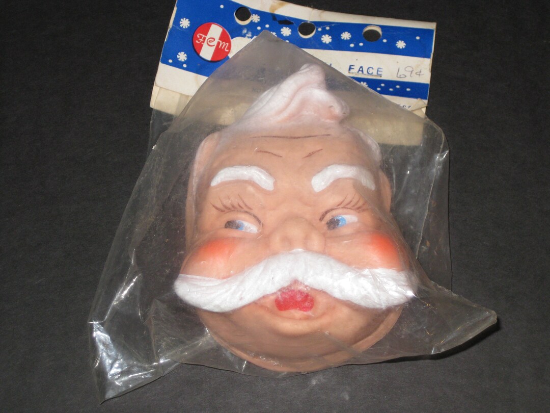 Vintage Vinyl Santa Doll Face in Original Package From Fcmfibrecraft
