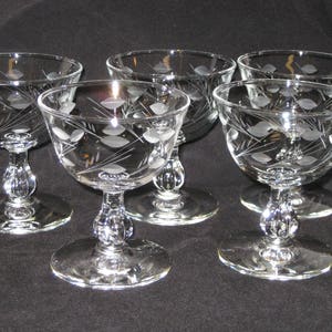Vintage Vienna crystal tall sherbet glasses by Libbey Glass, set of 5 discontinued #3003 FREE SHIPPING