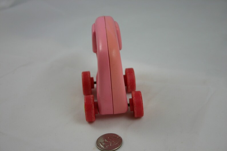 Vintage Pink Elephant Baby Rattle Toy on Wheels Etsy