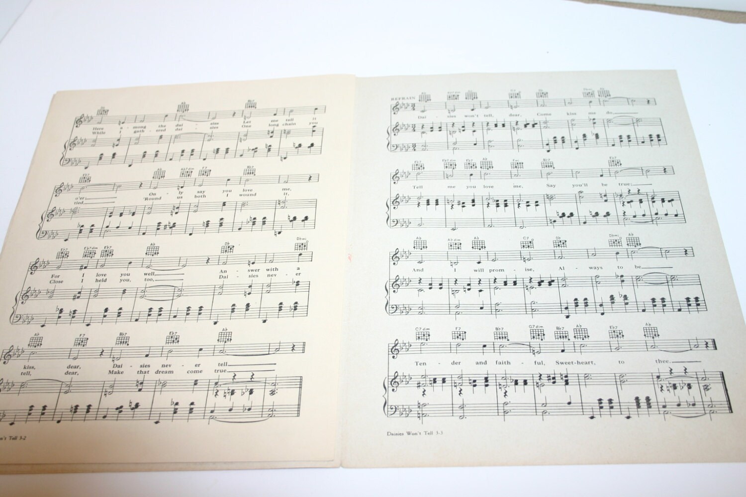 Vintage Sheet Music Daisies Won't Tell With Vocal Piano Etsy
