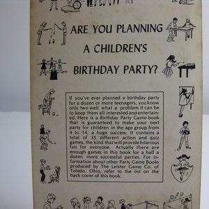 Vintage Children's Birthday Party Games book from The Leister Game Co. 1960's, youth groups, classrooms, reunions, parties image 3