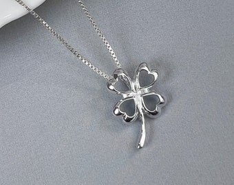 Sterling Silver Four Leaf Clover Pendant, Good Luck Charm Necklace, Lucky Charm Necklace, St. Patricks Day Gift, Irish Shamrock Necklace