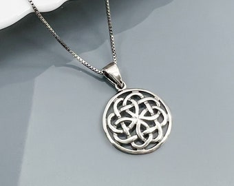 925 Sterling Silver Celtic Knot Pendant Necklace, Sterling Silver Celtic Necklace, Irish Necklace, Gift for Grandmother, Wife Birthday Gift