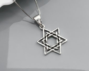 Sterling Silver Star of David Pendant with Oxidized Finish, Star of David Necklace, Judaica, Jewish Necklace, Mom Gift Necklace