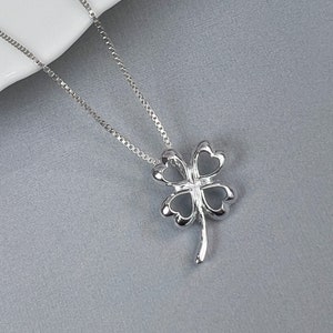 Sterling Silver Four Leaf Clover Pendant, Good Luck Charm Necklace, Lucky Charm Necklace, St. Patricks Day Gift, Irish Shamrock Necklace