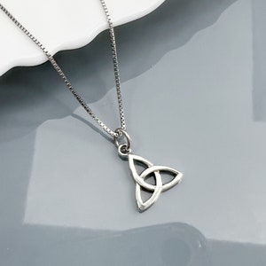 Small Sterling Silver Triquetra Knot Necklace, Sterling Silver Celtic Knot Necklace, Girlfriend Gift Necklace, Wife Birthday Gift
