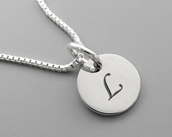 Initial Necklace, Silver Necklace, Letter Necklace, Monogram, Sterling Silver