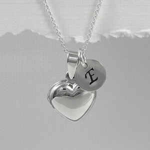 Heart Locket, Locket Necklace, Silver Heart Necklace, Personalized Heart Locket Necklace, Initial Necklace, Silver Locket, Sterling Silver