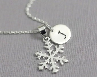 Snowflake Necklace, Personalized Snowflake Necklace, Sterling Silver Snowflake Necklace, Winter Wedding Necklace, Winter Wedding Jewelry