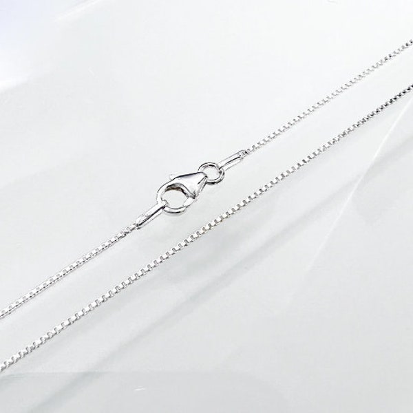 925 Sterling Silver Box Necklace Chain, 0.8mm width, 14", 16", 18", 20", 22", 24"