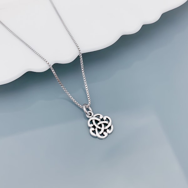 Tiny Sterling Silver Celtic Knot Necklace, Best Friend Gift Necklace, Wife Gift Necklace