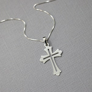 Sterling Silver Cross Necklace, Godmother Gift, Christening GIft, Baptism Gift, First Communion Gift, Cross Necklace, Gift for Mom