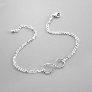 Bracelet infini en argent, Bracelet infini en argent, bracelet de mariage, cadeau pour elle, cadeau petite amie, cadeau pour maman, bracelet infini