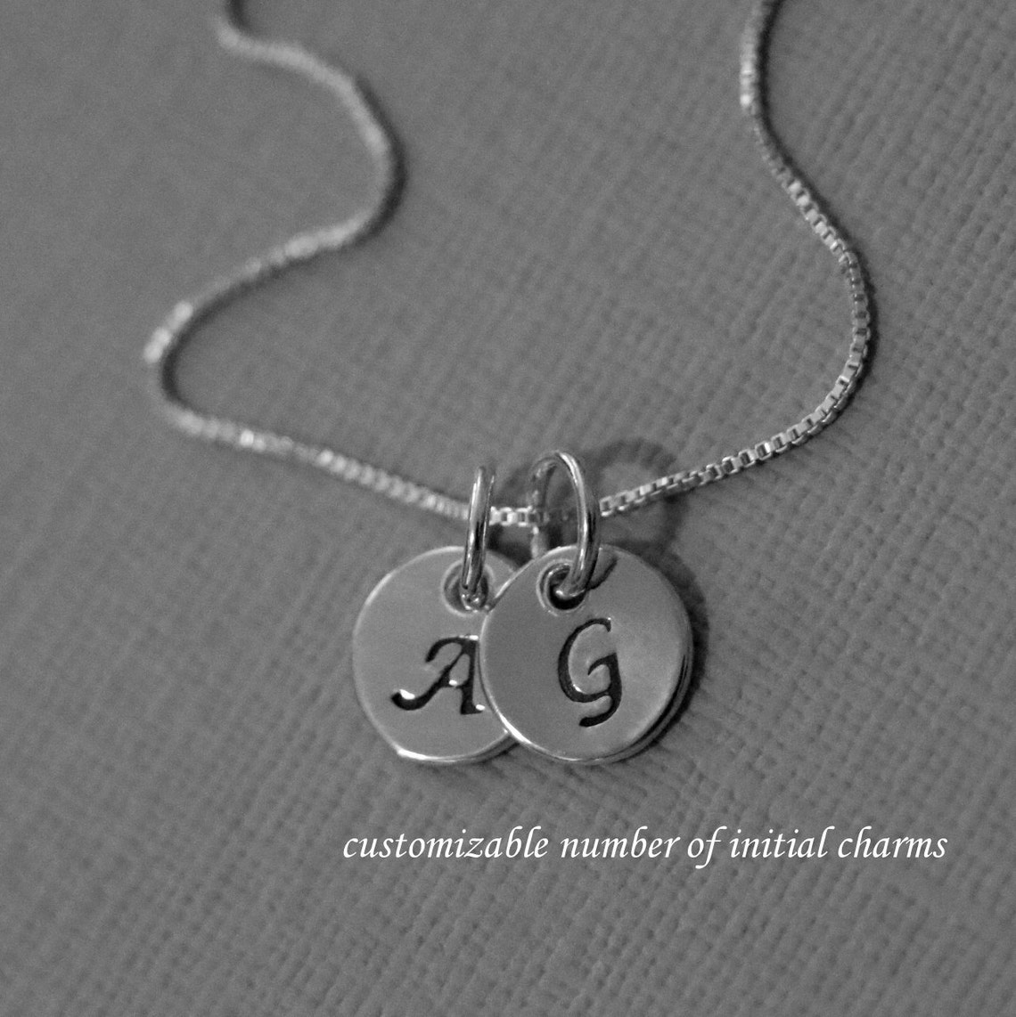 Initial Necklace Sterling Silver Initial Necklace Monogram Etsy India