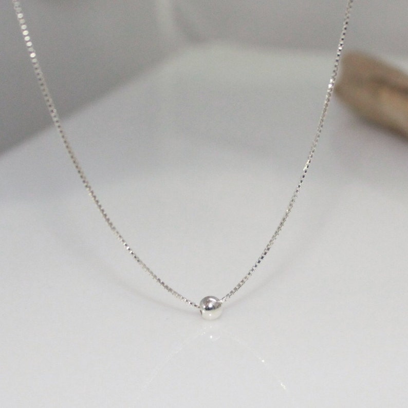 Tiny Sterling Silver Dot Necklace. Minimalist Necklace - Etsy