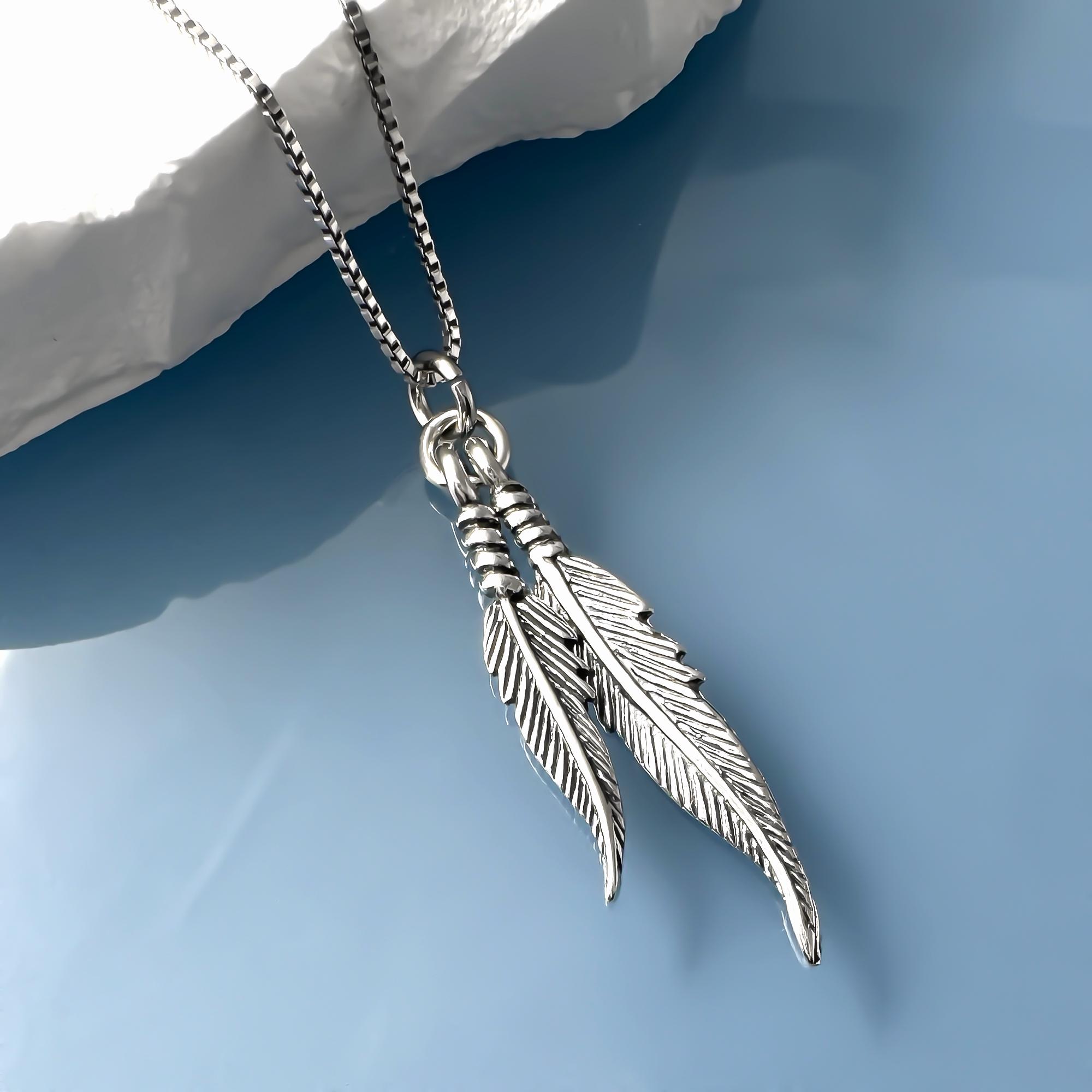 Silver Feather Necklace - Etsy