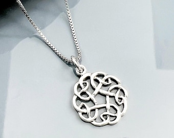 Small Sterling Silver Celtic Knot Pendant Necklace for Women, 925 Sterling Silver Celtic Necklace, Irish Necklace, Gift for Wife