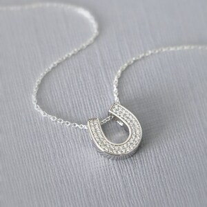 Good Luck Charm Necklace, Horseshoe Choker Necklace, Sterling Silver Horse Shoe Necklace, Horseshoe Necklace, Gift for Her