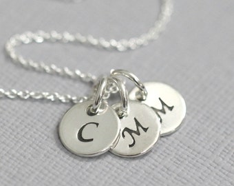 Triple Initial Necklace, Sterling Silver Initial Necklace, Gift for Her, Gift for Mom, Gift for Wife, Christmas Gift, Letter Necklace