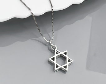 Small Sterling Silver Star of David Necklace, Star of David Pendant, Judaica, Jewish Necklace