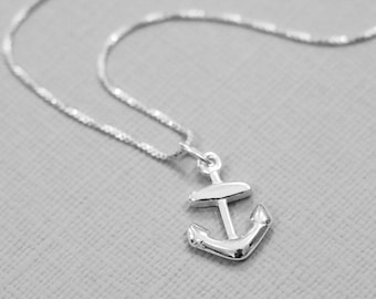 Anchor Necklace, Sterling Silver Anchor Necklace, Gift for Her, Gift for Mom, Silver Anchor Pendant Necklace, Layering Necklace