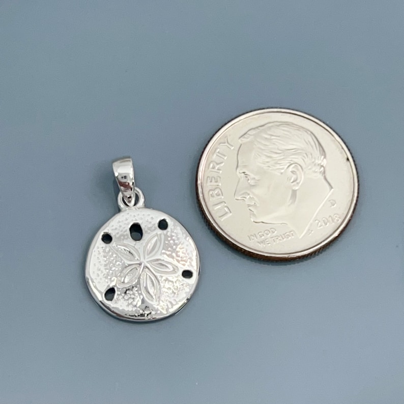 Tiny Sterling Silver Sand Dollar Necklace, Sanddollar Pendant Necklace, Sand Dollar Pendant, Lucky Charm Necklace, Best Friend Gift Necklace image 8