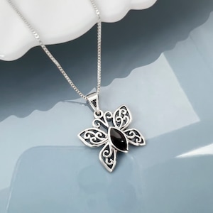Sterling Silver Butterfly Necklace, Sterling Silver Butterfly Necklace with Black Onyx Stone, Gift for Her, Gift for Mom, Girlfriend Gift