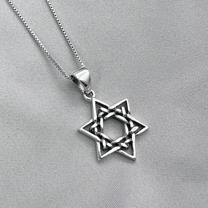 Sterling Silver Star of David Pendant with Oxidized Finish, Star of David Necklace, Bat Mitzvah Gift, Judaica, Jewish Necklace, Mom Gift