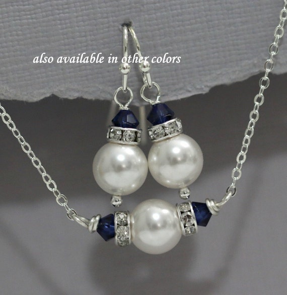 Navy Jewelry Set Bridesmaid Gift Bridesmaid Jewelry Dark Etsy