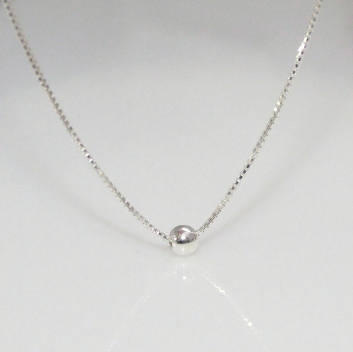 Tiny Sterling Silver Dot Necklace. Minimalist Necklace | Etsy