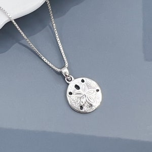 Tiny Sterling Silver Sand Dollar Necklace, Sanddollar Pendant Necklace, Sand Dollar Pendant, Lucky Charm Necklace, Best Friend Gift Necklace image 4