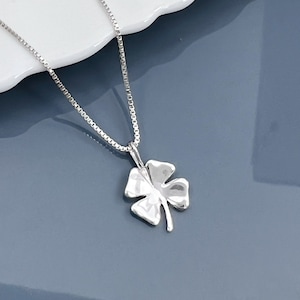 Tiny Sterling Silver Four Leaf Clover Pendant Necklace, 925 Sterling Silver Shamrock Necklace, St. Patrick&#39;s Day Gift, Good Luck Necklace