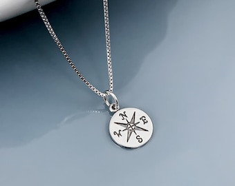 Tiny Sterling Silver Compass Necklace, Graduation Gift Necklace, Graduate Gift, Daughter Gift for Graduation, Best Friend Gift Necklace