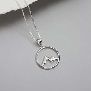 Sterling Silver Mountain Necklace, Travel Necklace, Retirement Gift Necklace, Gift for Coworker, Outdoors Necklace
