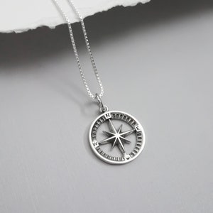 Sterling Silver Compass Necklace, Best Friend Gift, Graduation Gift, Going Away Gift Necklace, Retirement Gift Necklace