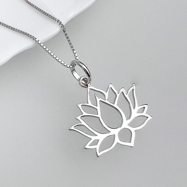 Sterling Silver Lotus Flower Necklace, Zen Necklace, Lotus Necklace, Lotus Necklace Silver, Meditation Necklace, Yoga Jewelry, GIft for Her