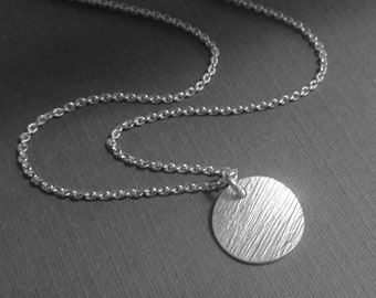 Sterling Silver Twisted Disc Necklace, Layering Necklace, Silver Necklace, Circle Necklace