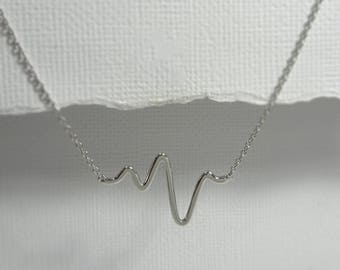 Sterling Silver Heartbeat Necklace, Heart Beat Necklace, Girlfriend Gift, Gift for Girlfriend, Minimalist Necklace, Christmas Gift Necklace
