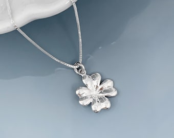 Sterling Silver Four Leaf Clover Necklace, Lucky Charm Necklace, Best Friend Gift Necklace, St Patrick's Day Necklace