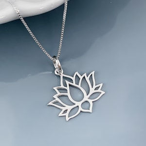 Sterling Silver Lotus Flower Necklace, Zen Necklace, Lotus Necklace, Lotus Necklace Silver, Gift for Her