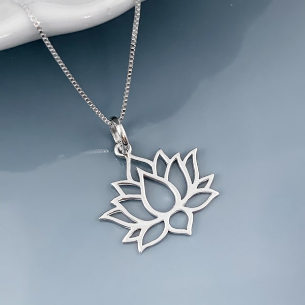 Sterling Silver Lotus Flower Necklace, Zen Necklace, Lotus Necklace, Lotus Necklace Silver, Gift for Her