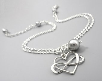 Infinity Heart Bracelet, Sterling Silver Heart Bracelet, Open Heart Bracelet, Infinity Bracelet, Wedding Bracelet, Bridesmaid Bracelet