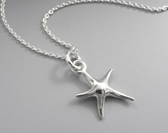 Tiny Sterling Silver Starfish Necklace, Beach Jewelry, Beach Wedding Necklace, Starfish Necklace, Bridesmaid Necklace, Bridesmaid Gift