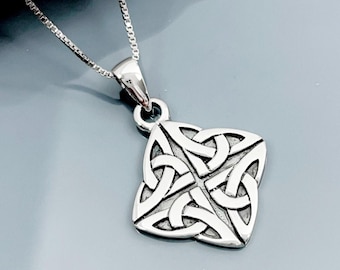 Sterling Silver Celtic Knot Pendant Necklace Sterling Silver, Irish Necklace, Gift for Wife, Mom Birthday Gift Necklace