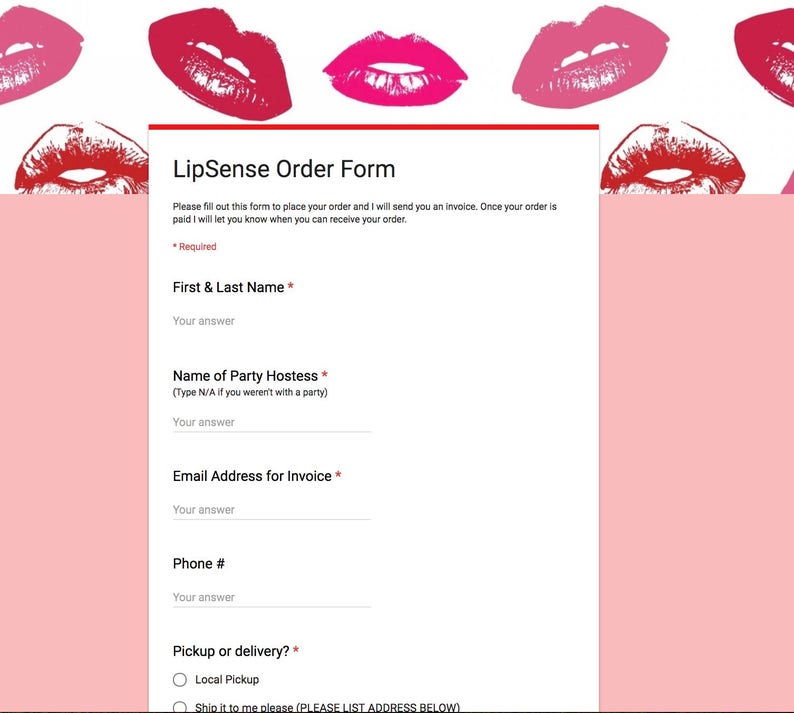 Lipsense® Order Form Etsy