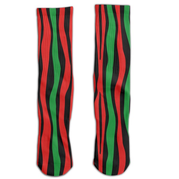 Funky Red, Black, Green Zebra Socks