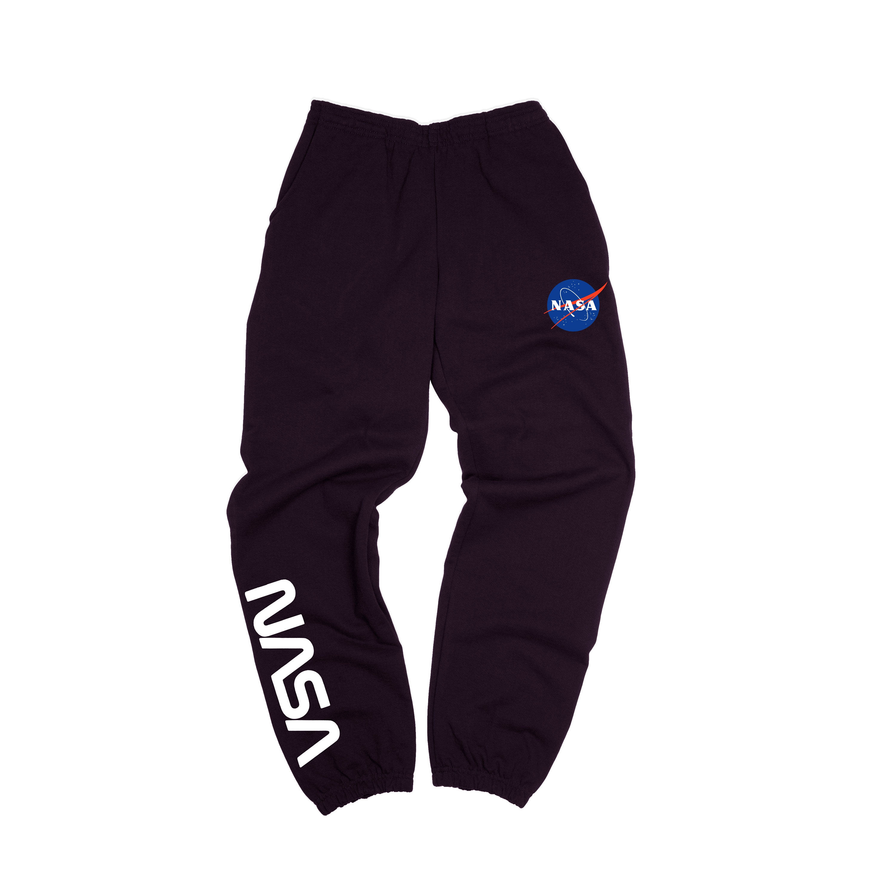 NTWRK  Mens Black Nasa Logo Track Pants Sweatpants
